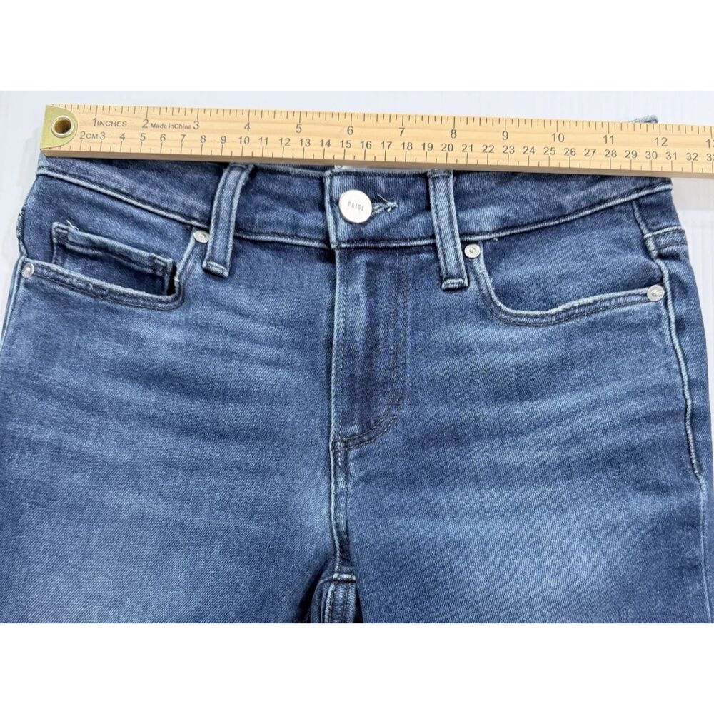 PAIGE Amber Straight Ankle Jeans Distressed Choppy Hem Womens 23 (Fit 24x27.5) - Picture 3 of 9